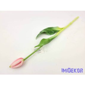   Bimbós tulipán tömör gumi élethű 37 cm - Fehér-Rózsaszín