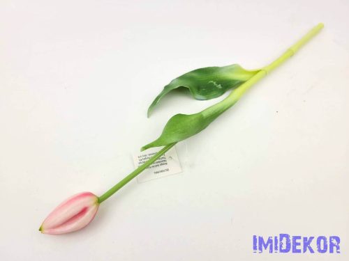 Bimbós tulipán tömör gumi élethű 37 cm - Fehér-Rózsaszín