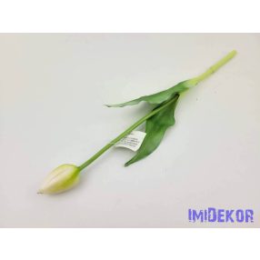   Bimbós tulipán tömör gumi élethű 37 cm - Zöldes Fehér