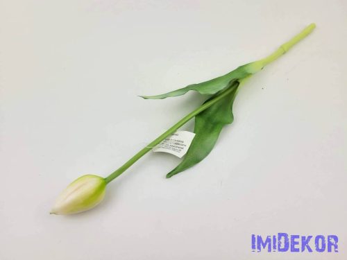 Bimbós tulipán tömör gumi élethű 37 cm - Zöldes Fehér