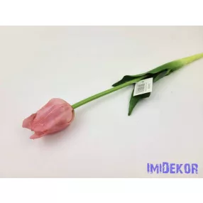   Tulipán gumi szálas élethű szár + levél 45 cm - Világos Mályvás
