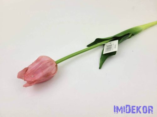 Tulipán gumi szálas élethű szár + levél 45 cm - Világos Mályvás