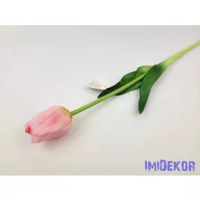   Tulipán gumi szálas élethű szár + levél 45 cm - Világos Rózsaszín