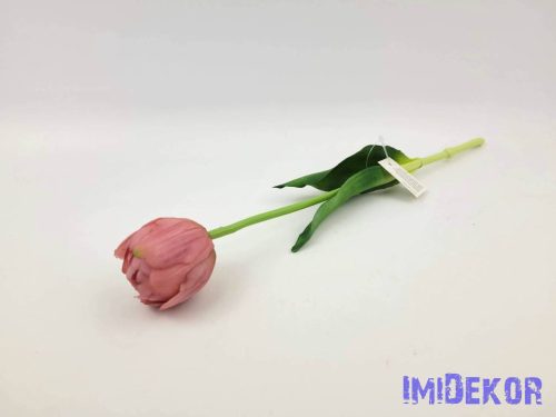 Tulipán kerek gumi szálas élethű szár + levél 39 cm - Mályvás