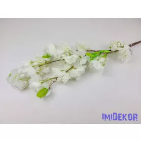 Virágos selyem ág 105cm - Törtfehér