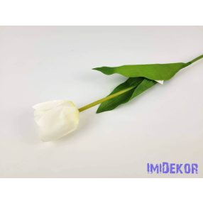 Tulipán szálas selyem 54 cm - Fehér