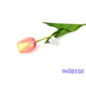 Tulipán szálas selyem 54 cm - Krém-Rózsaszín