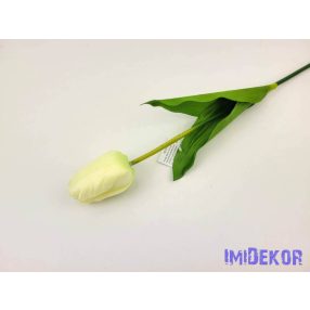 Tulipán szálas selyemvirág 60 cm - Zöldes Fehér