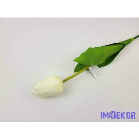 Tulipán szálas selyemvirág 60 cm - Törtfehér