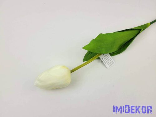 Tulipán szálas selyemvirág 60 cm - Törtfehér