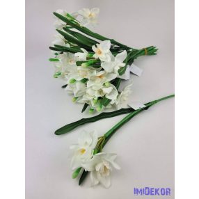 Nárcisz 3 fejes szálas selyemvirág 34cm - Fehér