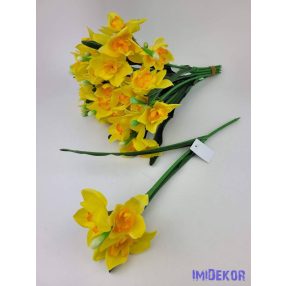Nárcisz 3 fejes szálas selyemvirág 34cm - Piruló Sárga