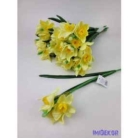 Nárcisz 3 fejes szálas selyemvirág 34cm - Halvány Sárga