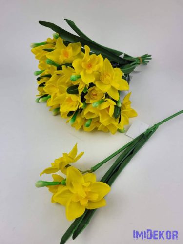 Nárcisz 3 fejes szálas selyemvirág 34cm - Sárga