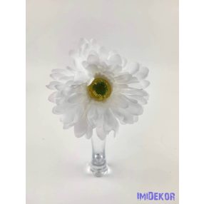 Gerbera élethű hamvas szárú selyemvirág 56 cm - Fehér