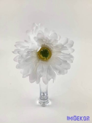 Gerbera élethű hamvas szárú selyemvirág 56 cm - Fehér