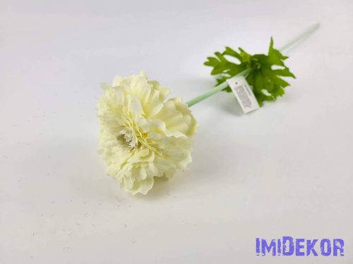 Cínia élethű hamvas szárú selyemvirág 51 cm - Krém