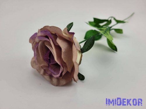 Szép fejű rózsa szálas selyemvirág 60 cm - Lilás Bézs