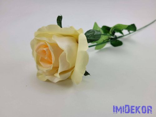 Szép fejű rózsa szálas selyemvirág 60 cm - Krém-Barack