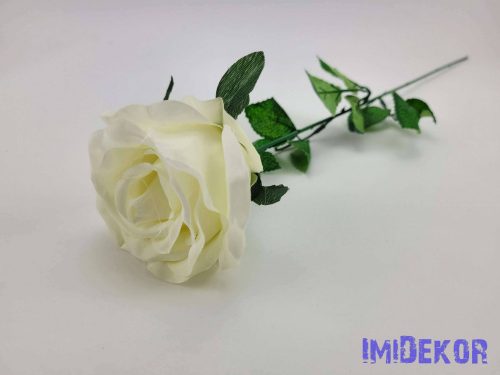 Szép fejű rózsa szálas selyemvirág 60 cm - Krém