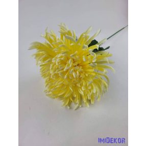 Pók krizantém szálas selyemvirág D19cm M68cm - Sárga