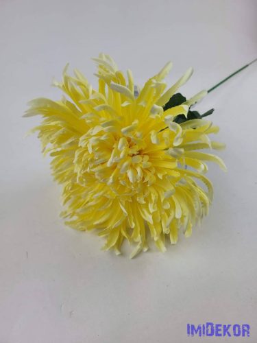 Pók krizantém szálas selyemvirág D19cm M68cm - Sárga
