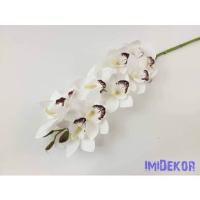 Gumis cymbidium 10 fejes orchidea ág 75 cm - Fehér