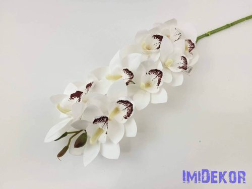 Gumis cymbidium 10 fejes orchidea ág 75 cm - Fehér
