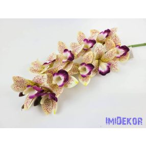   Gumis cymbidium 10 fejes orchidea ág 75 cm - Krém Pöttyös
