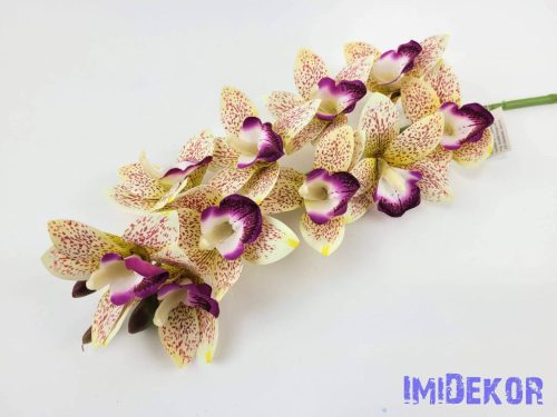 Gumis cymbidium 10 fejes orchidea ág 75 cm - Krém Pöttyös
