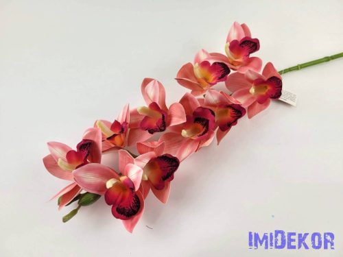 Gumis cymbidium 10 fejes orchidea ág 75 cm - Púder Rózsaszín