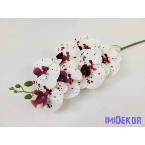 Gumis orchidea 7 fejes ág 77 cm - Fehér-Pöttyös