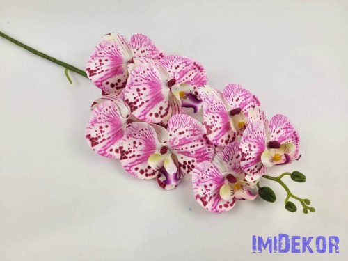 Gumis orchidea 7 fejes ág 77 cm - Rózsaszín-Pöttyös