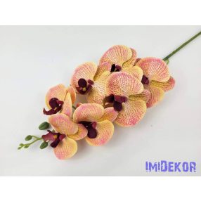 Gumis orchidea 7 fejes ág 77 cm - Krém-Rózsaszín Cirmos