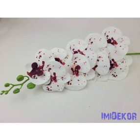 Gumis orchidea ág 100cm - Fehér-Pöttyös