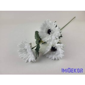 Gerbera 3 fejes selyemvirág ág 61cm - Fehér