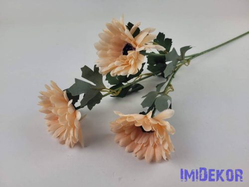 Gerbera 3 fejes selyemvirág ág 61cm - Barack