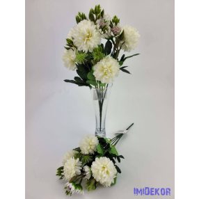 Krizantém 5v selyem csokor 33cm - Krém