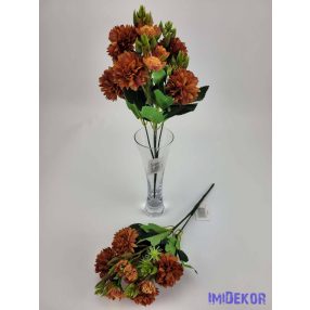 Krizantém 5v selyem csokor 33cm - Őszi Narancs