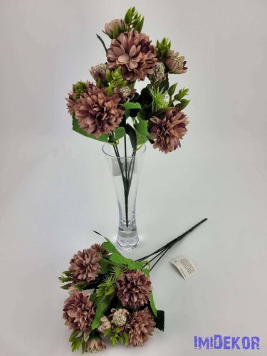 Krizantém 5v selyem csokor 33cm - Mályvás Púder