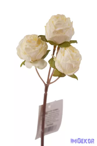 Rózsa 4 fejes ágacska 30 cm - Törtfehér