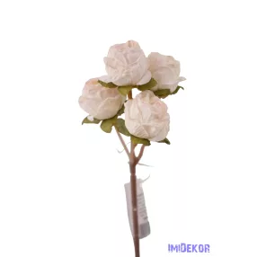 Rózsa 4 fejes ágacska 30 cm - Fehér-Rózsaszín