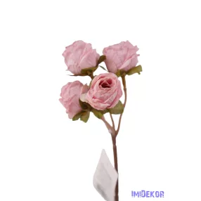 Rózsa 4 fejes ágacska 30 cm - Rózsaszín
