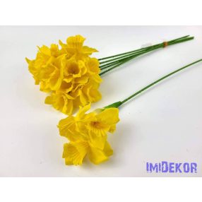 Nárcisz 3 fejes selyem szálas 37 cm - Napsárga