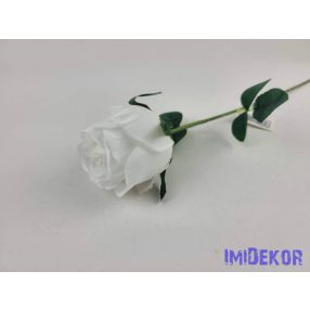 Bimbós rózsa szálas selyemvirág 53cm - Fehér