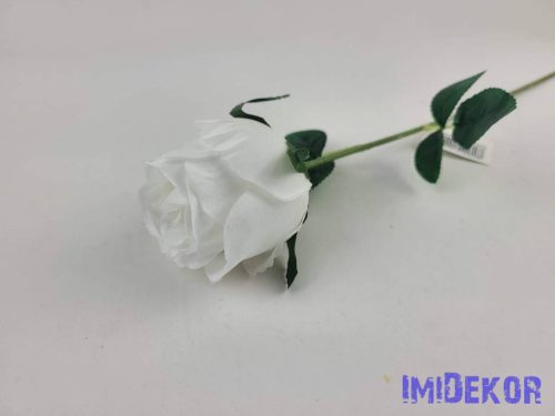 Bimbós rózsa szálas selyemvirág 53cm - Fehér