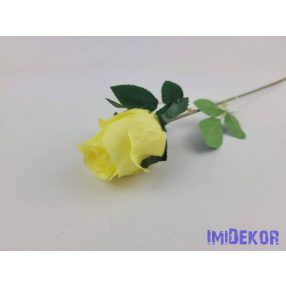 Bimbós rózsa szálas selyemvirág 53cm - Sárga