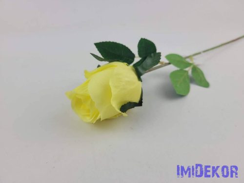 Bimbós rózsa szálas selyemvirág 53cm - Sárga