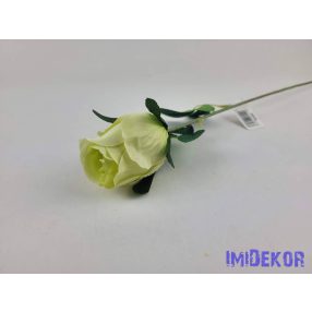 Bimbós rózsa szálas selyemvirág 53cm - Zöldes-Krém