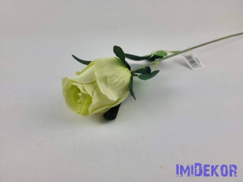 Bimbós rózsa szálas selyemvirág 53cm - Zöldes-Krém